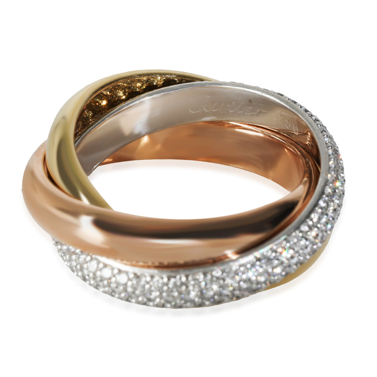 3-Tone Gold Diamond Trinity Ring
