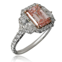 Lab-Grown Pink Emerald Cut Diamond Engagement Ring in 18K Pink Gold/Platinum