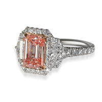 Lab-Grown Pink Emerald Cut Diamond Engagement Ring in 18K Pink Gold/Platinum