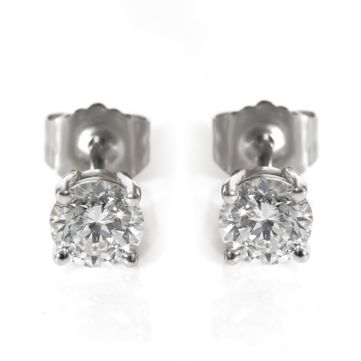 Diamond Round Stud Earrings in 14K White Gold (0.75 CTW)