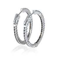 Diamond In Out Oval Shaped Hoop Earrings in 14K White Gold (1 3/4 CTW)