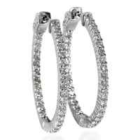 Diamond In Out Oval Shaped Hoop Earrings in 14K White Gold (1 3/4 CTW)