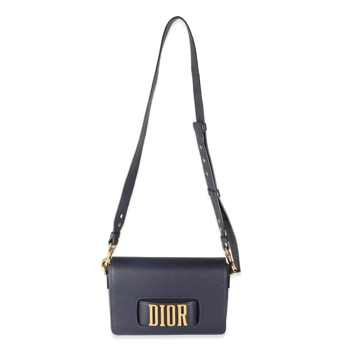Navy Blue Grained Calfskin Medium Dio(r)evolution Flap Bag