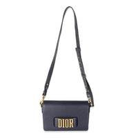 Navy Blue Grained Calfskin Medium Dio(r)evolution Flap Bag