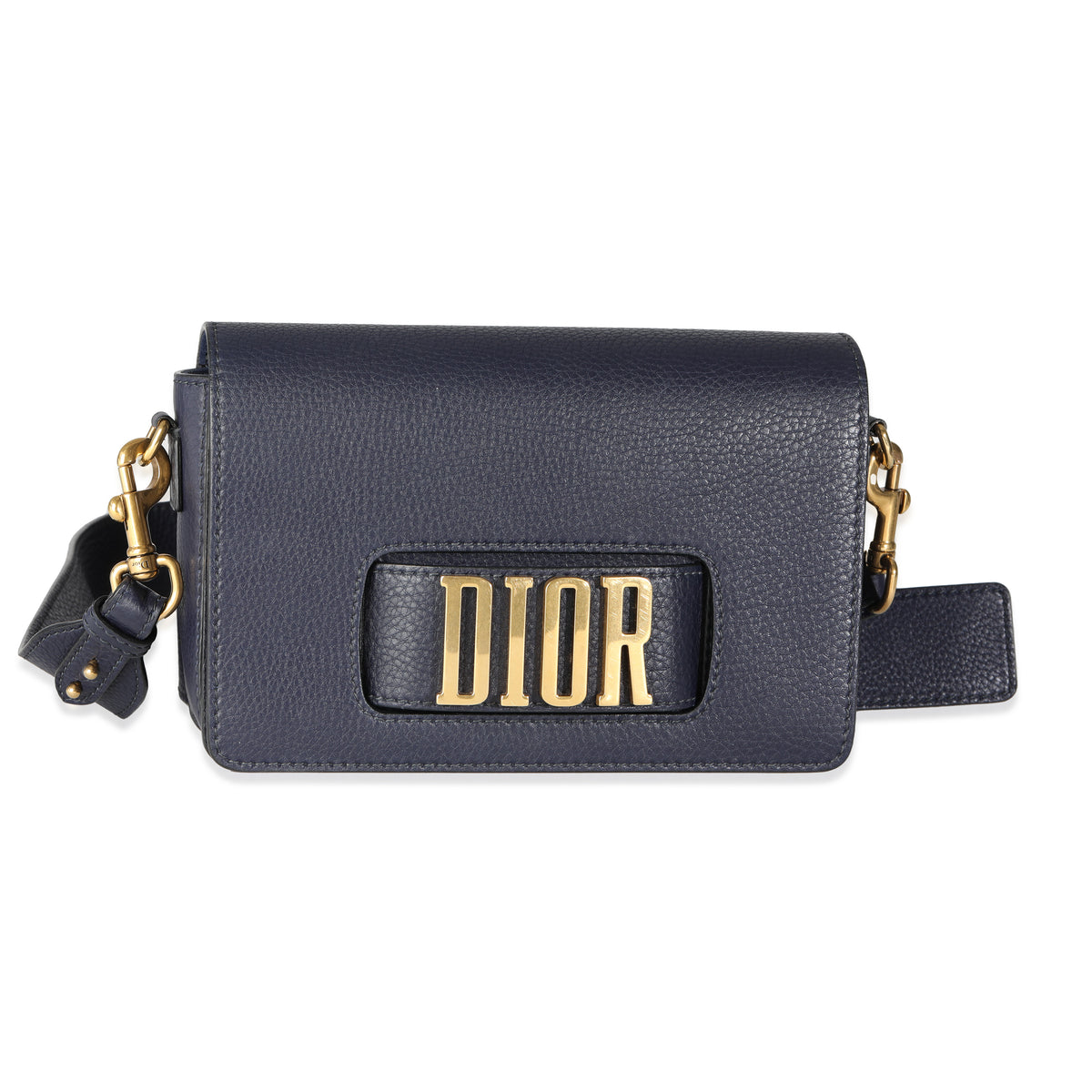Navy Blue Grained Calfskin Medium Dio(r)evolution Flap Bag