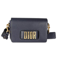 Navy Blue Grained Calfskin Medium Dio(r)evolution Flap Bag