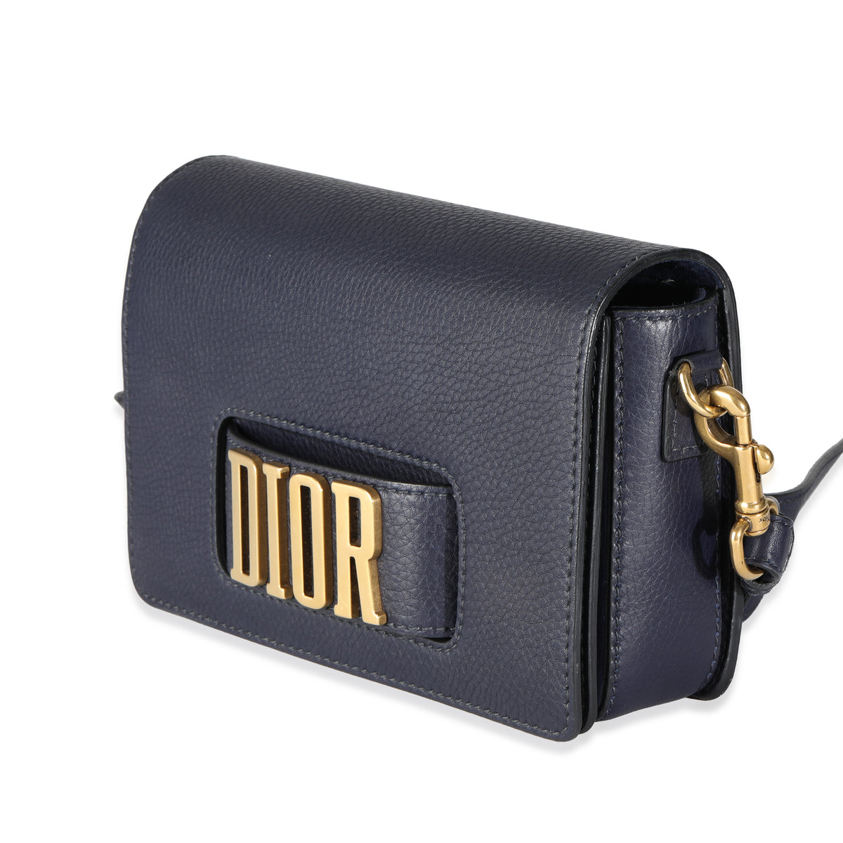 Navy Blue Grained Calfskin Medium Dio(r)evolution Flap Bag