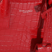 Red Calfskin Crocodile Embossed Nano Sac De Jour