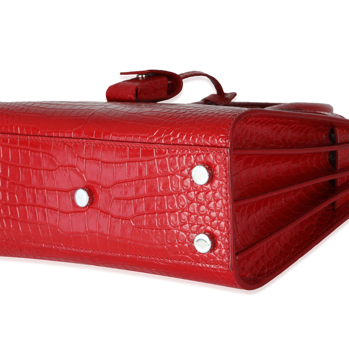 Red Calfskin Crocodile Embossed Nano Sac De Jour