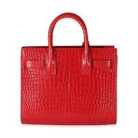 Red Calfskin Crocodile Embossed Nano Sac De Jour