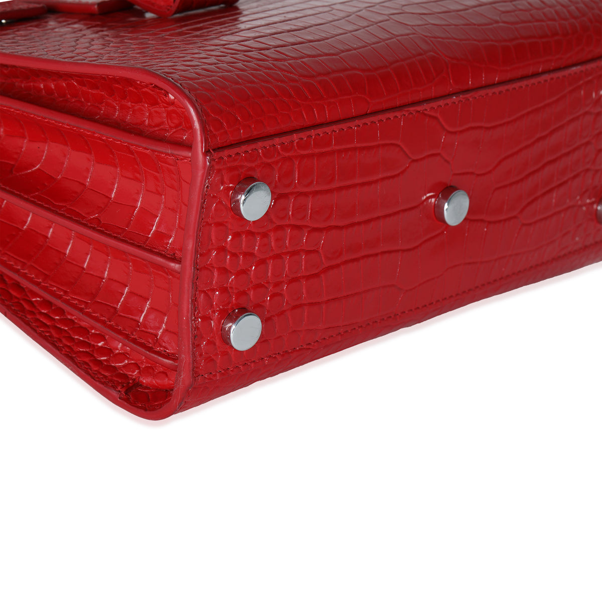 Red Calfskin Crocodile Embossed Nano Sac De Jour