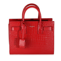Red Calfskin Crocodile Embossed Nano Sac De Jour