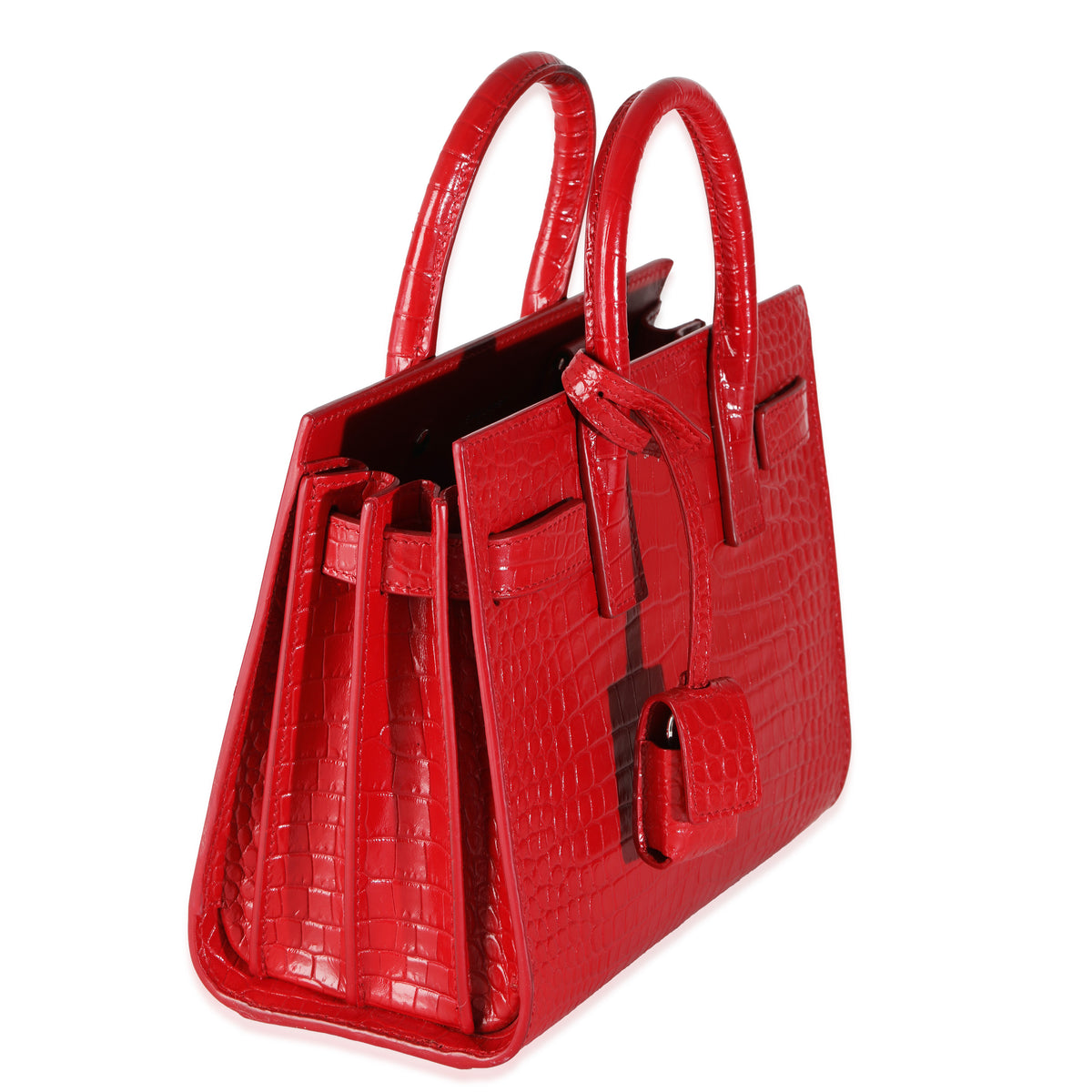 Red Calfskin Crocodile Embossed Nano Sac De Jour