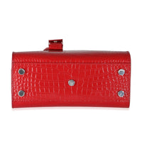 Red Calfskin Crocodile Embossed Nano Sac De Jour