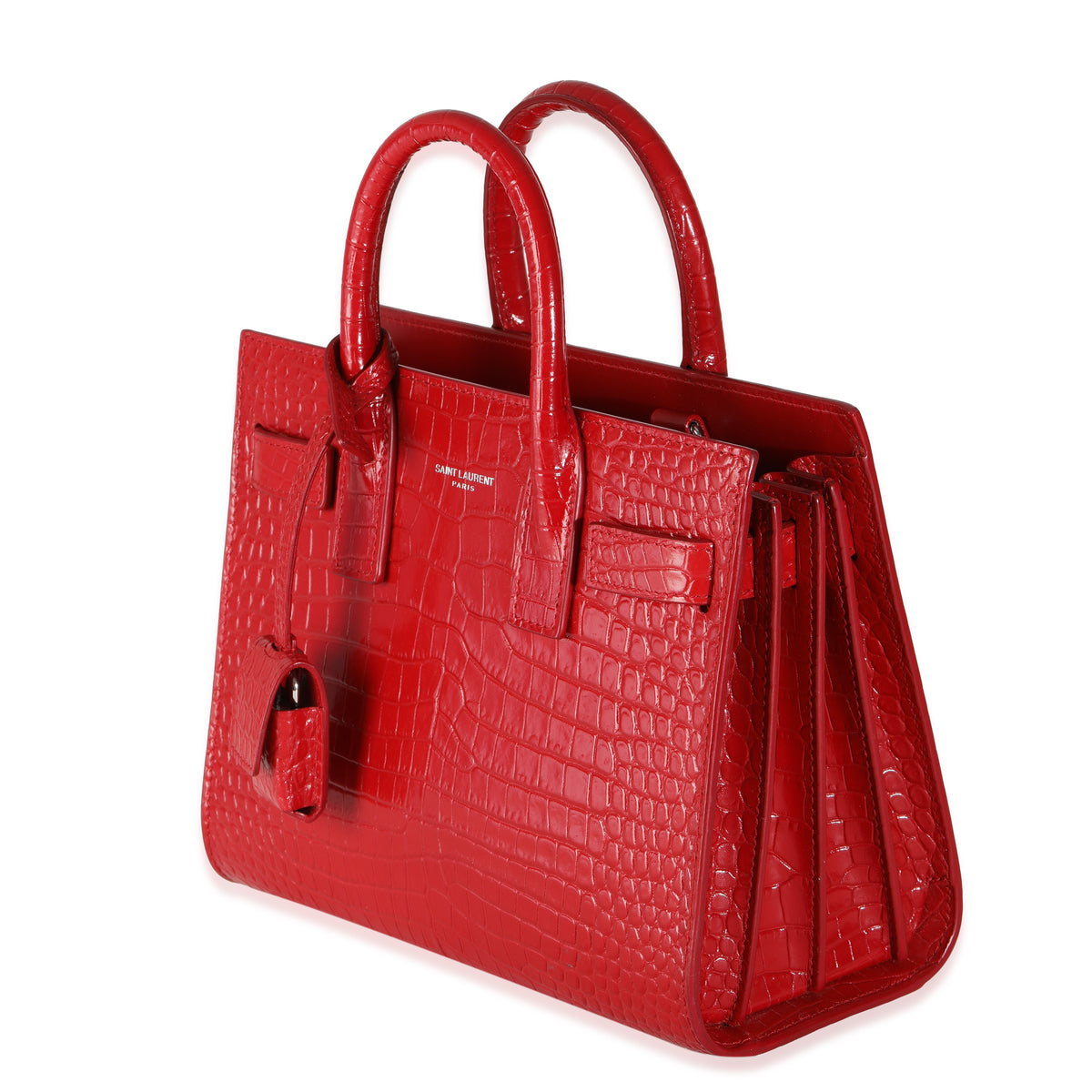 Red Calfskin Crocodile Embossed Nano Sac De Jour