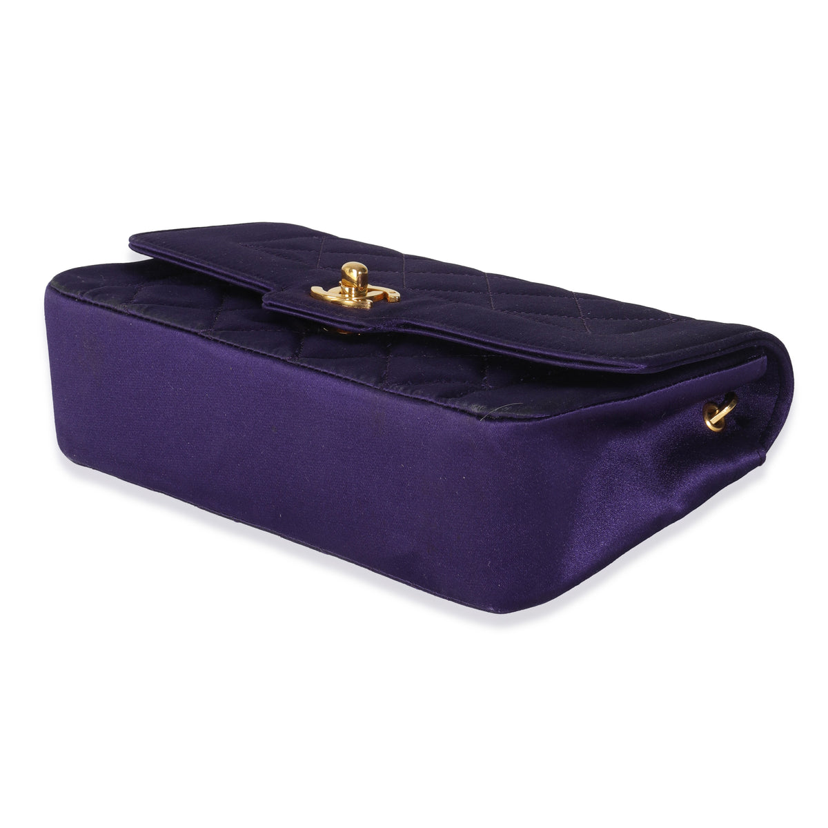 Vintage Purple Quilted Satin Mini Diana Bijoux Chain Flap Bag
