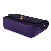 Vintage Purple Quilted Satin Mini Diana Bijoux Chain Flap Bag