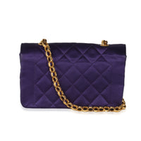Vintage Purple Quilted Satin Mini Diana Bijoux Chain Flap Bag
