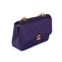 Vintage Purple Quilted Satin Mini Diana Bijoux Chain Flap Bag