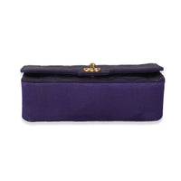 Vintage Purple Quilted Satin Mini Diana Bijoux Chain Flap Bag