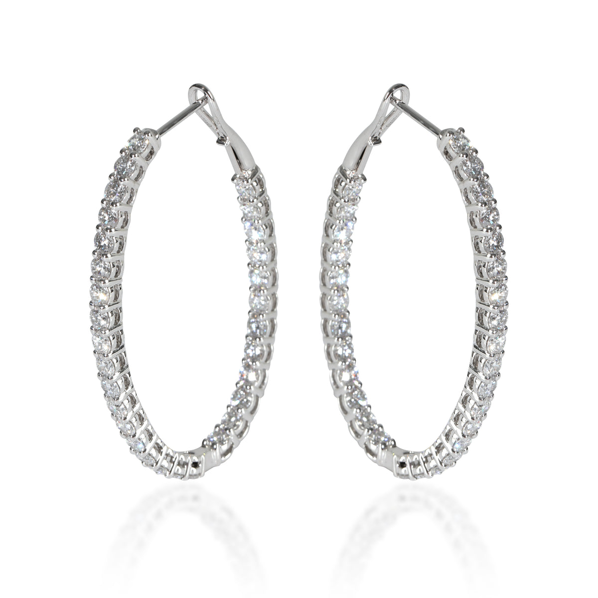Lab-Grown Oval Diamond Earrings in 14K White Gold 3.93 CTW