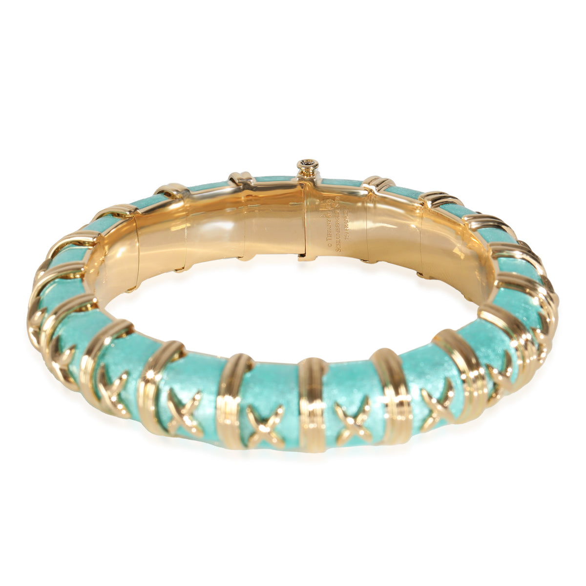 Schlumberger Croisillon Bracelet With Azure Blue Enamel, 18K Gold
