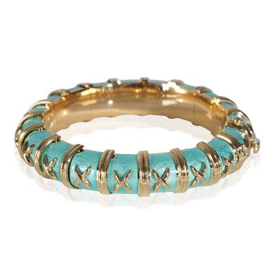 Schlumberger Croisillon Bracelet With Azure Blue Enamel, 18K Gold