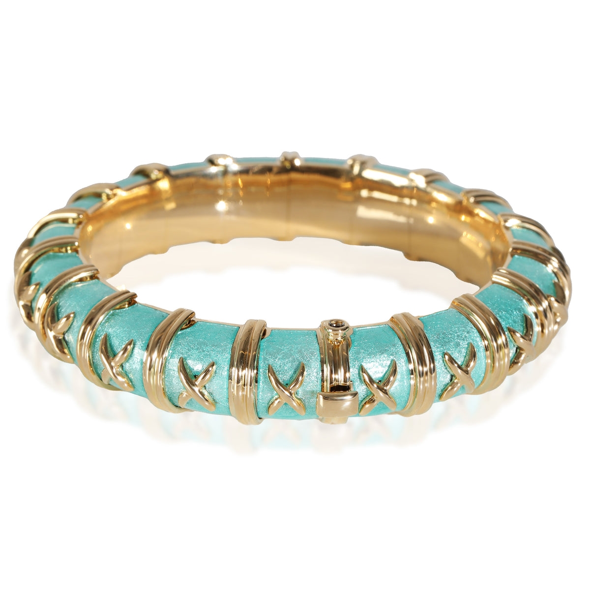 Schlumberger Croisillon Bracelet With Azure Blue Enamel, 18K Gold