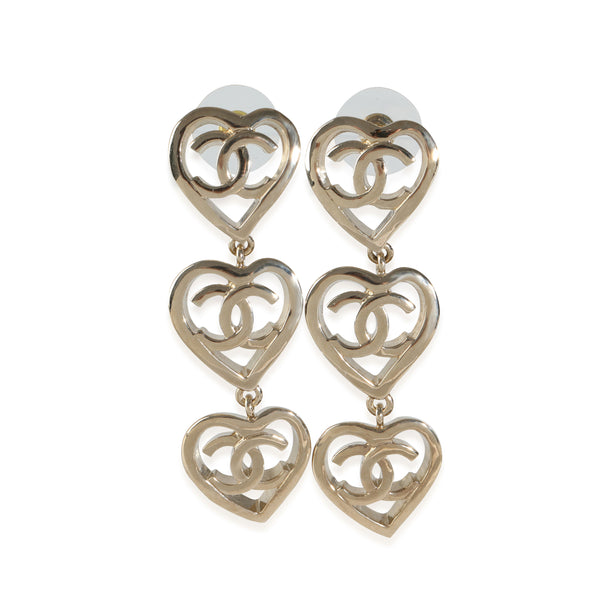 Gold-Plated 2022 Triple Heart Drop Earrings