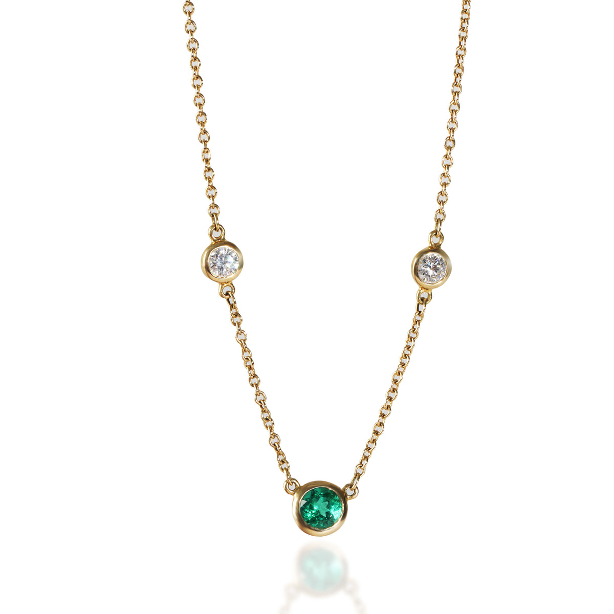 Yellow Gold Emerald & Diamond Color By The Yard Necklace