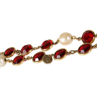 Gold-Plated Vintage 1981 Gripoix & Faux Pearl Necklace