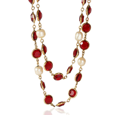 Gold-Plated Vintage 1981 Gripoix & Faux Pearl Necklace