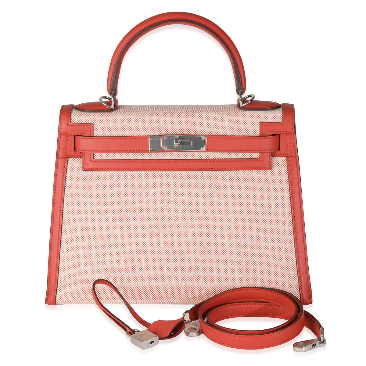 Ecru Brique Terre Battue Toile Quadrille Swift Sellier Kelly 28 PHW