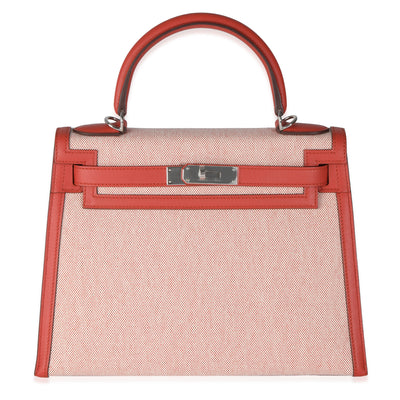 Ecru Brique Terre Battue Toile Quadrille Swift Sellier Kelly 28 PHW