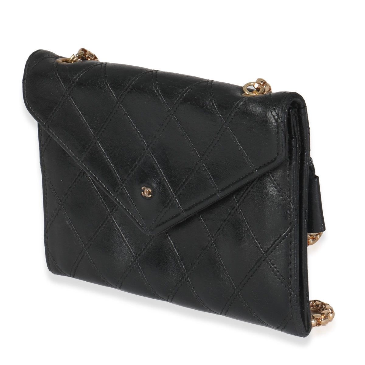 Vintage Black Quilted Lambskin Mini CC Clutch