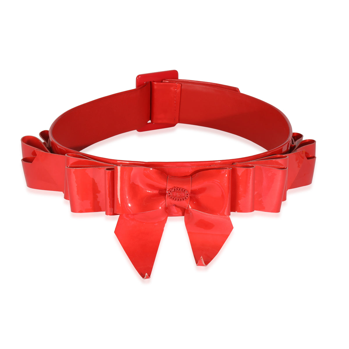 08P Red Patent Oversized Bow CC Waist Belt