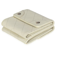 Ivory Quilted Caviar Multifold Wallet Handbag