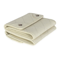 Ivory Quilted Caviar Multifold Wallet Handbag