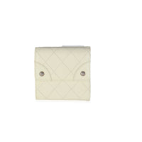 Ivory Quilted Caviar Multifold Wallet Handbag