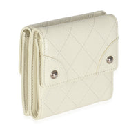 Ivory Quilted Caviar Multifold Wallet Handbag