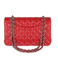 Red Quilted Caviar Medium Classic Double Flap Handbag