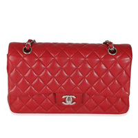 Red Quilted Caviar Medium Classic Double Flap Handbag