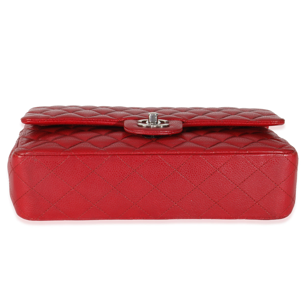 Red Quilted Caviar Medium Classic Double Flap Handbag