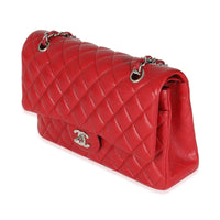 Red Quilted Caviar Medium Classic Double Flap Handbag