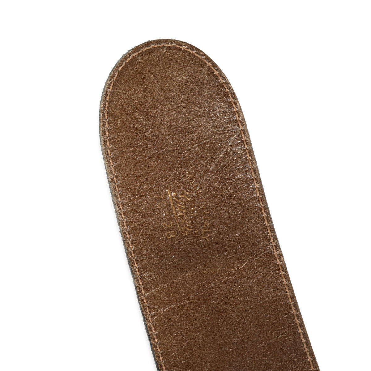 Vintage Brown Smooth Leather Interlocking G Belt 70/28