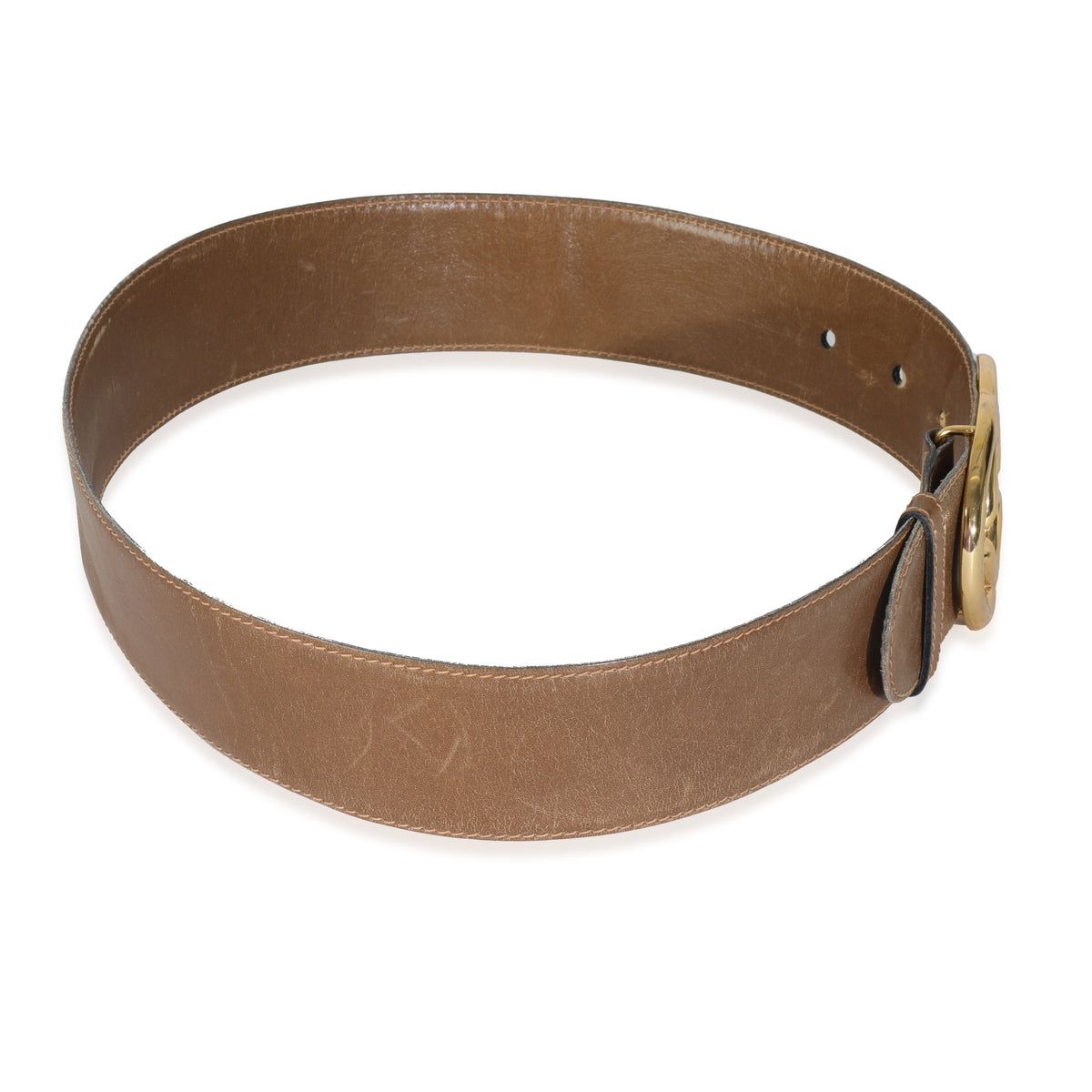 Vintage Brown Smooth Leather Interlocking G Belt 70/28