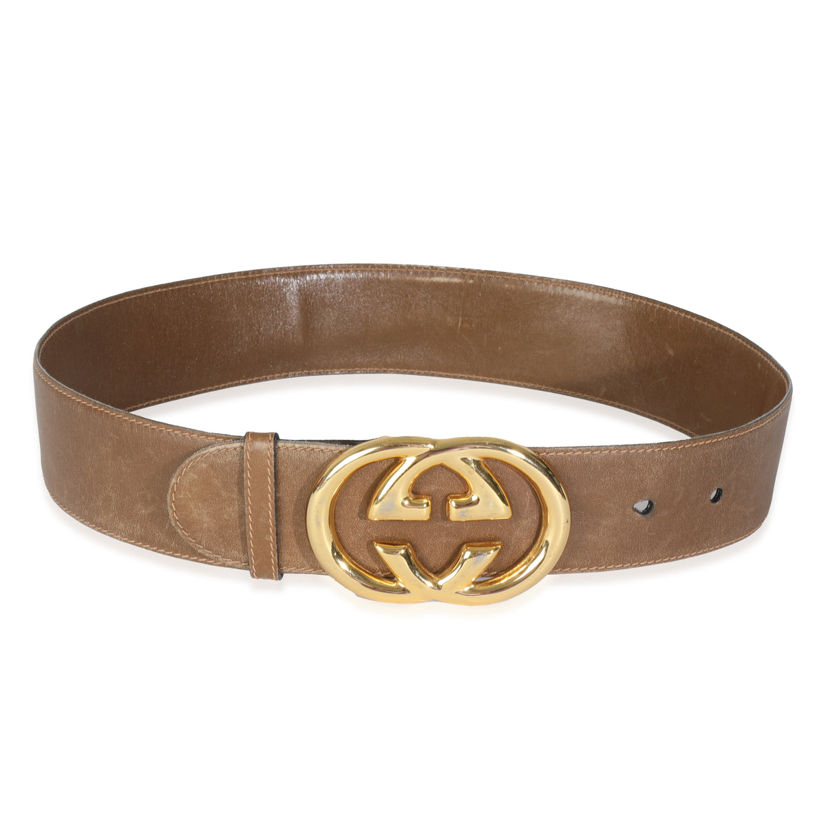 Vintage Brown Smooth Leather Interlocking G Belt 70/28
