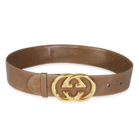 Vintage Brown Smooth Leather Interlocking G Belt 70/28