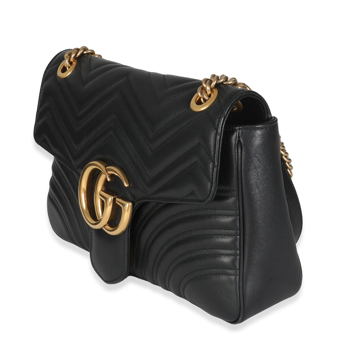 Black Matelasse Calfskin Large GG Marmont Shoulder Bag