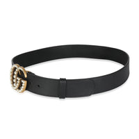 Black Smooth Calfskin Pearly GG Marmont Belt 95/38